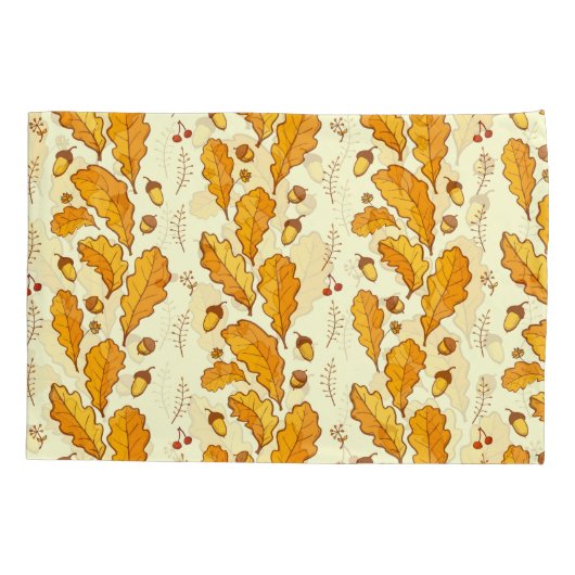 Gele eikenbladeren: herfst achtergrond. kussensloop (Achterkant)