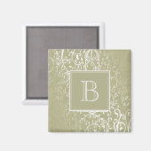 Gele Elegante Bloeiende Monogram Magneet (Voorkant / Achterkant)