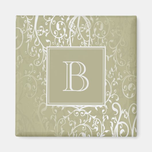 Gele Elegante Bloeiende Monogram Magneet (Voorkant)