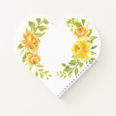 Gele Elegante Bloemkrans Monogram Bruiloft 50e Notitieboek (Achterkant)