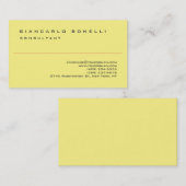 Gele elegante eenvoudige vormgeving, professioneel visitekaartje (Voorkant / Achterkant)