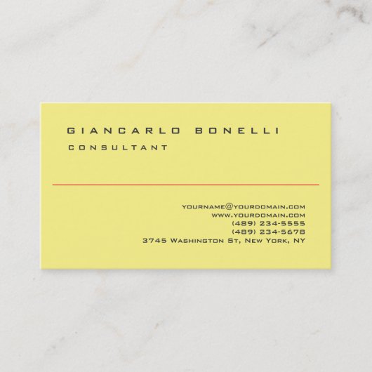 Gele elegante eenvoudige vormgeving, professioneel visitekaartje (Voorkant)