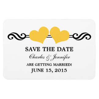 Gele elegante harten sparen de Magneet van de Datu