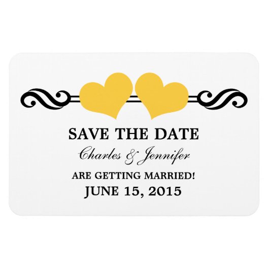 Gele elegante harten sparen de Magneet van de Datu (Horizontaal)