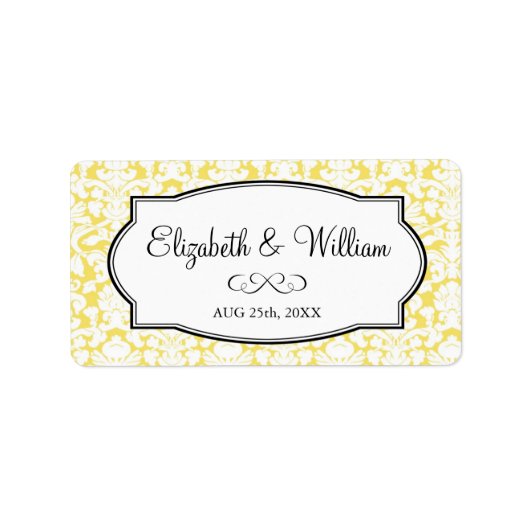 Gele elegante vogel voor label voor grenshuwelijk (Voorkant)