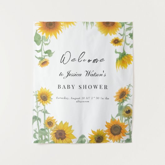 Gele Elegante Zonnebloem Zonnige Baby Borrel Wandkleed (Voorkant)