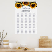 Gele elegante zonnebloemen bruiloft zithoek grafie poster (Keuken)