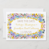 Gele Elegantie Bloemen Wildflower Bloom Bruiloft Kaart (Voorkant)