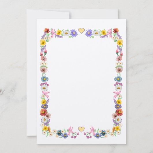 Gele Elegantie Bloemen Wildflower Bloom Bruiloft Kaart (Achterkant)