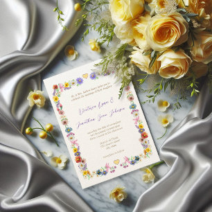 Gele Elegantie Bloemige Wilde Bloem Bloeiende Trou Kaart