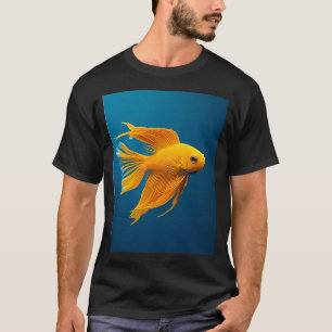 Gele elegantie op elektrisch blauw t-shirt