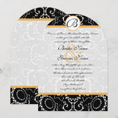 Gele Elegantie Zwart Zonnebloemen Bruiloft Kaart (Voorkant / Achterkant)