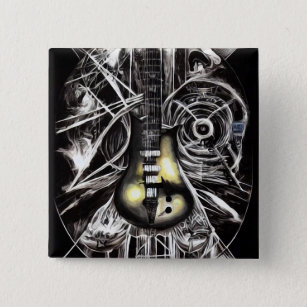 Gele elektrische gitaar vierkante button 5,1 cm