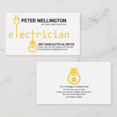 Gele elektrische lamp stroomstekker  visitekaartje (Voorkant / Achterkant)