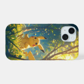 Gele elektrische muis iPhone 15 case (Achterkant horizontaal)