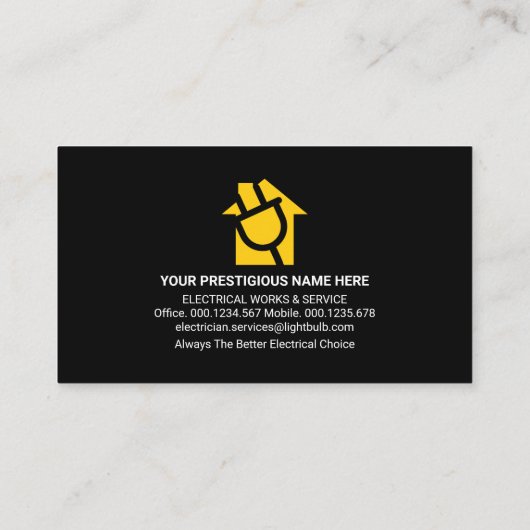 Gele elektrische stroomkringen bliksemelektricien visitekaartje (Achterkant)