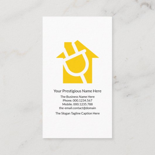 Gele elektrische voeding voor thuisgebruik visitekaartje (Achterkant)