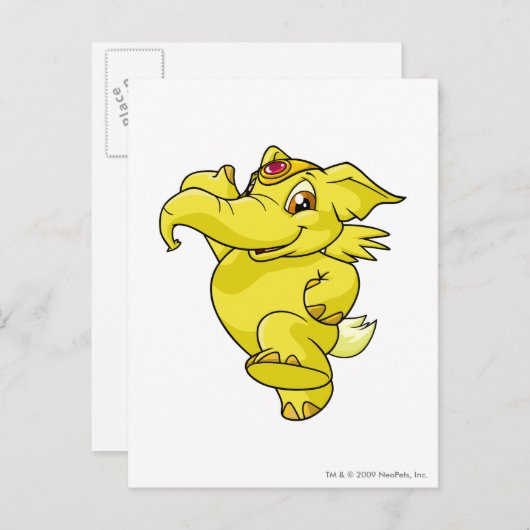 Gele Elephante Briefkaart (Voorkant / Achterkant)