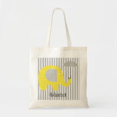 Gele ellephant grijze streep Umbrella Aangepaste t Tote Bag (Voorkant)