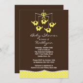 Gele ellephant mobiele Baby shower uitnodiging (Voorkant / Achterkant)