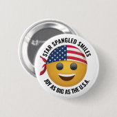 Gele emoji gezicht ronde button 5,7 cm (Voorkant /achterkant)