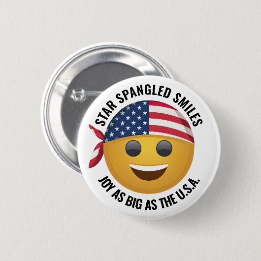 Gele emoji gezicht ronde button 5,7 cm (Voorkant /achterkant)