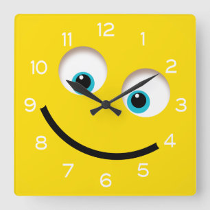 Gele Emoji Vierkante Klok