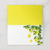 Gele emon en groene bladeren Citrus Wedding Party Plaatskaartje (Buitenkant ongevouwen)
