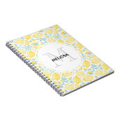 Gele emonen & Pastel Blue Flowers Monogram Naam Notitieboek (Rechterzijde)