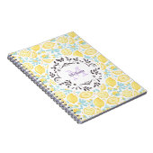 Gele emonen & Pastel Blue Flowers Monogram Naam Notitieboek (Rechterzijde)