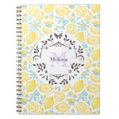 Gele emonen & Pastel Blue Flowers Monogram Naam Notitieboek (Voorkant)