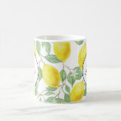 Gele emons met Groene Bladeren Patroonmonogram Koffiemok (Center)