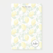 Gele emons met Groene Bladeren Patroonmonogram Post-it® Notes (Voorkant)