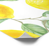 Gele emons met Groene Bladeren Patroonmonogram Poster (Hoek)