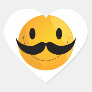 Gele Emoticon snor gezicht Happy Face Emoji Hart Sticker