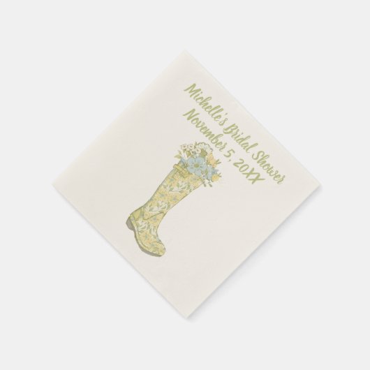 Gele en Aqua Blauwe Bloem Regenlaars Douche Servet (Hoek)