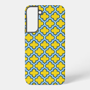 Gele en babyblauwe Tralies, Lattice, Vierpas Samsung Galaxy Hoesje