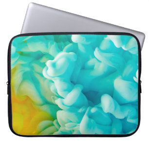 Gele en blauwe abstracte verfsplash-backgrove laptop sleeve