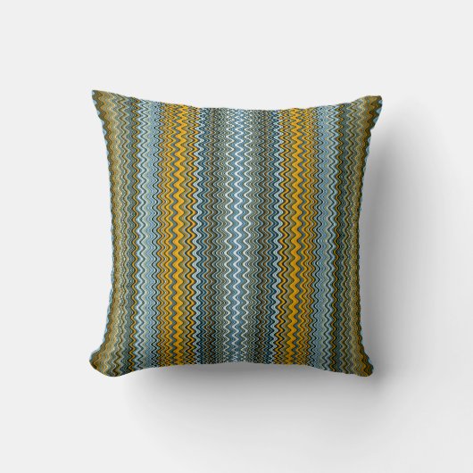 Gele en blauwe avy Stripes Kussen (Voorkant)