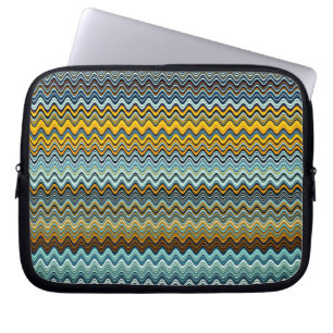 Gele en blauwe avy Stripes Laptop Sleeve