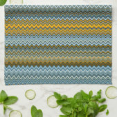 Gele en blauwe avy Stripes Theedoek (Gevouwen)