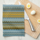 Gele en blauwe avy Stripes Theedoek (Quarter Fold)