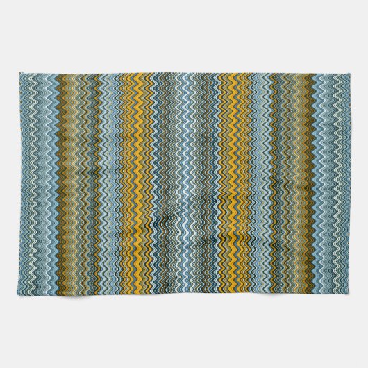Gele en blauwe avy Stripes Theedoek (Horizontaal)