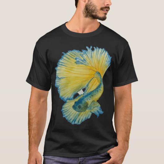 Gele en Blauwe Betta-vis T-shirt (Voorkant)