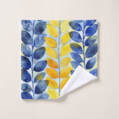 Gele en blauwe bladeren bad handdoek (Wasdoekje)