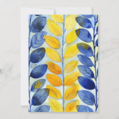 Gele en blauwe bladeren bedankkaart (Voorkant)