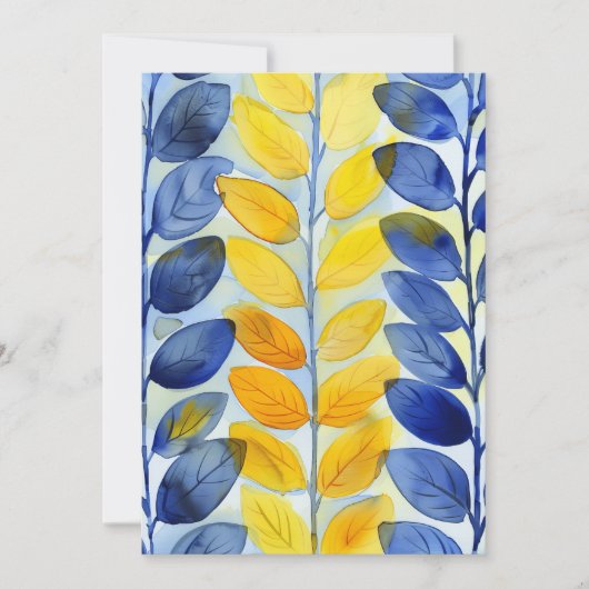 Gele en blauwe bladeren bedankkaart (Voorkant)