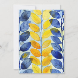 Gele en blauwe bladeren bedankkaart