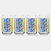 Gele en blauwe bladeren blikvorm glas (Rechts)