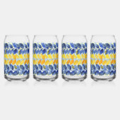 Gele en blauwe bladeren blikvorm glas (Rechts)